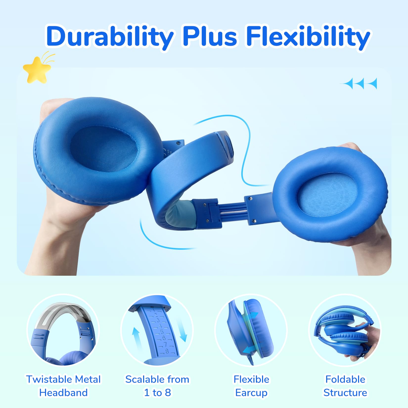 EarFun K3 Kids etiqueta que muestra materiales reciclados y eco