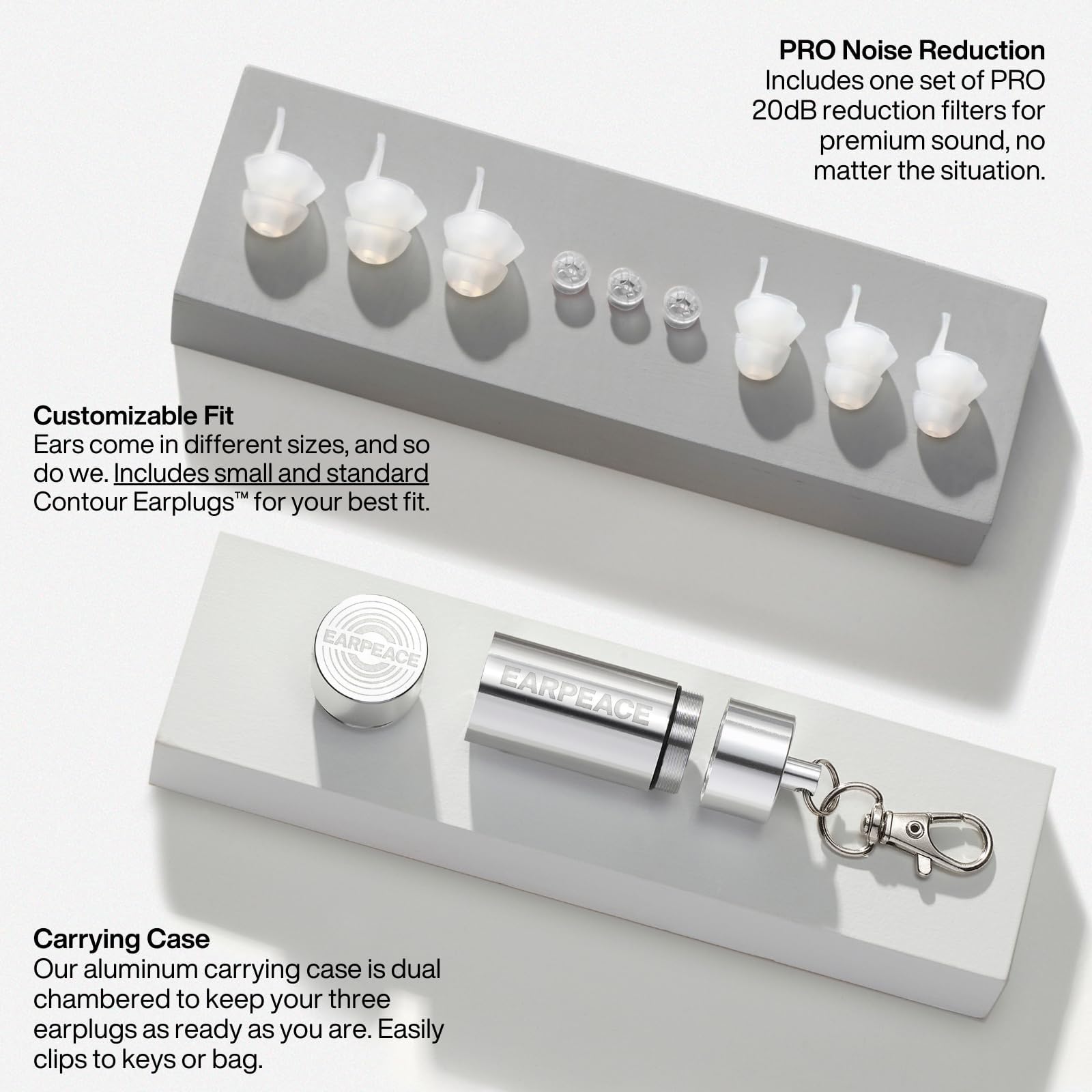 EarPeace tapón colocado en oreja demostrando uso seguro