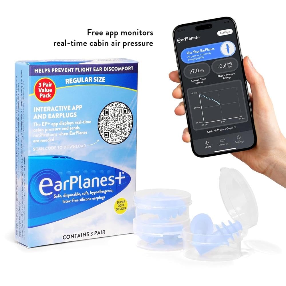 Pantalla de la app EarPlanes+ con recomendaciones antes del vuelo