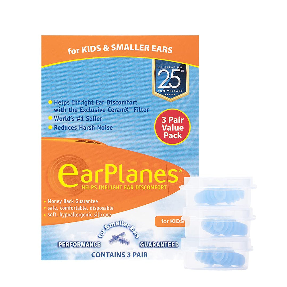 EarPlanes en uso en niño durante vuelo para reducir molestias