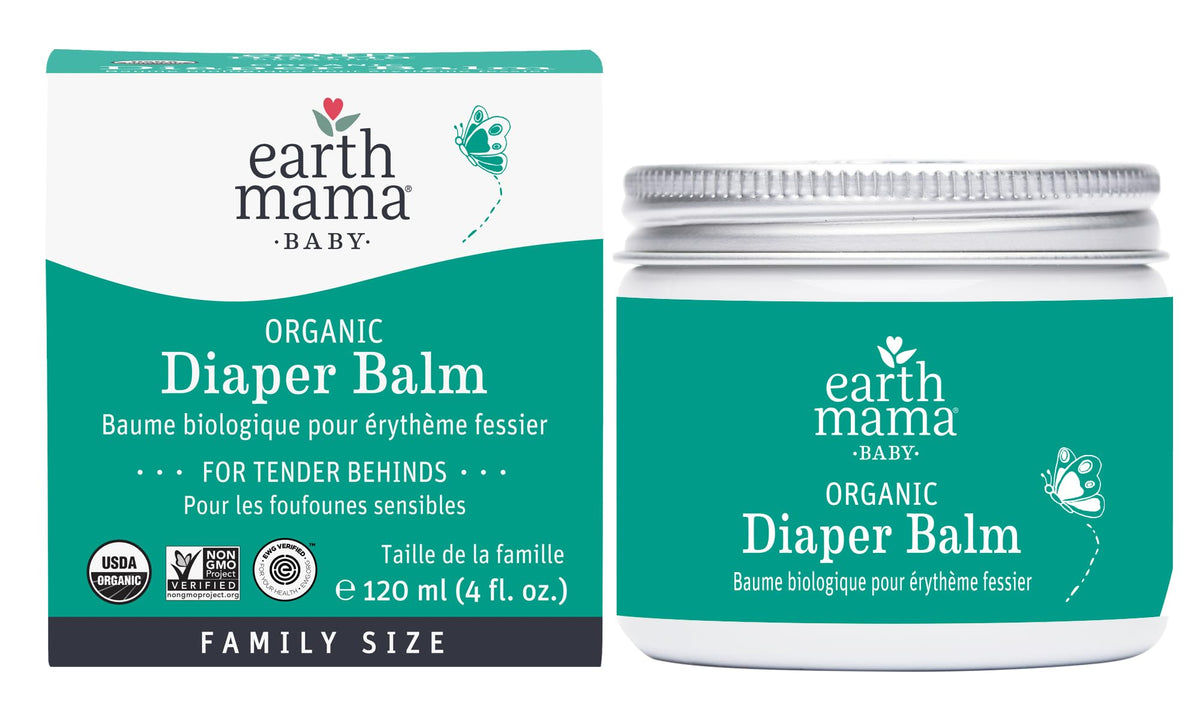 Earth Mama front tub showing brand and clean packaging, promotes trust