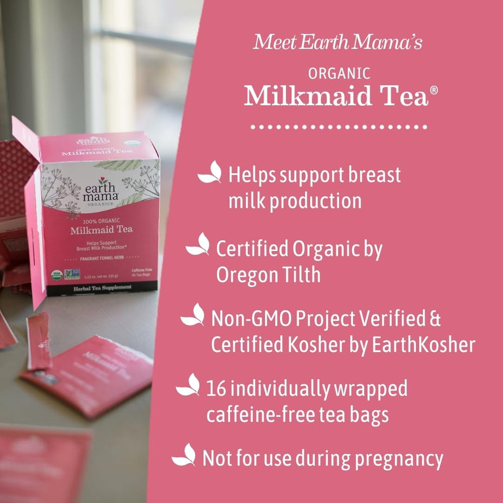 Earth Mama caja abierta con bolsitas visibles para preparación fácil