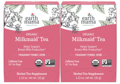 Earth Mama paquete frontal mostrando 32 bolsitas y beneficios orgánicos