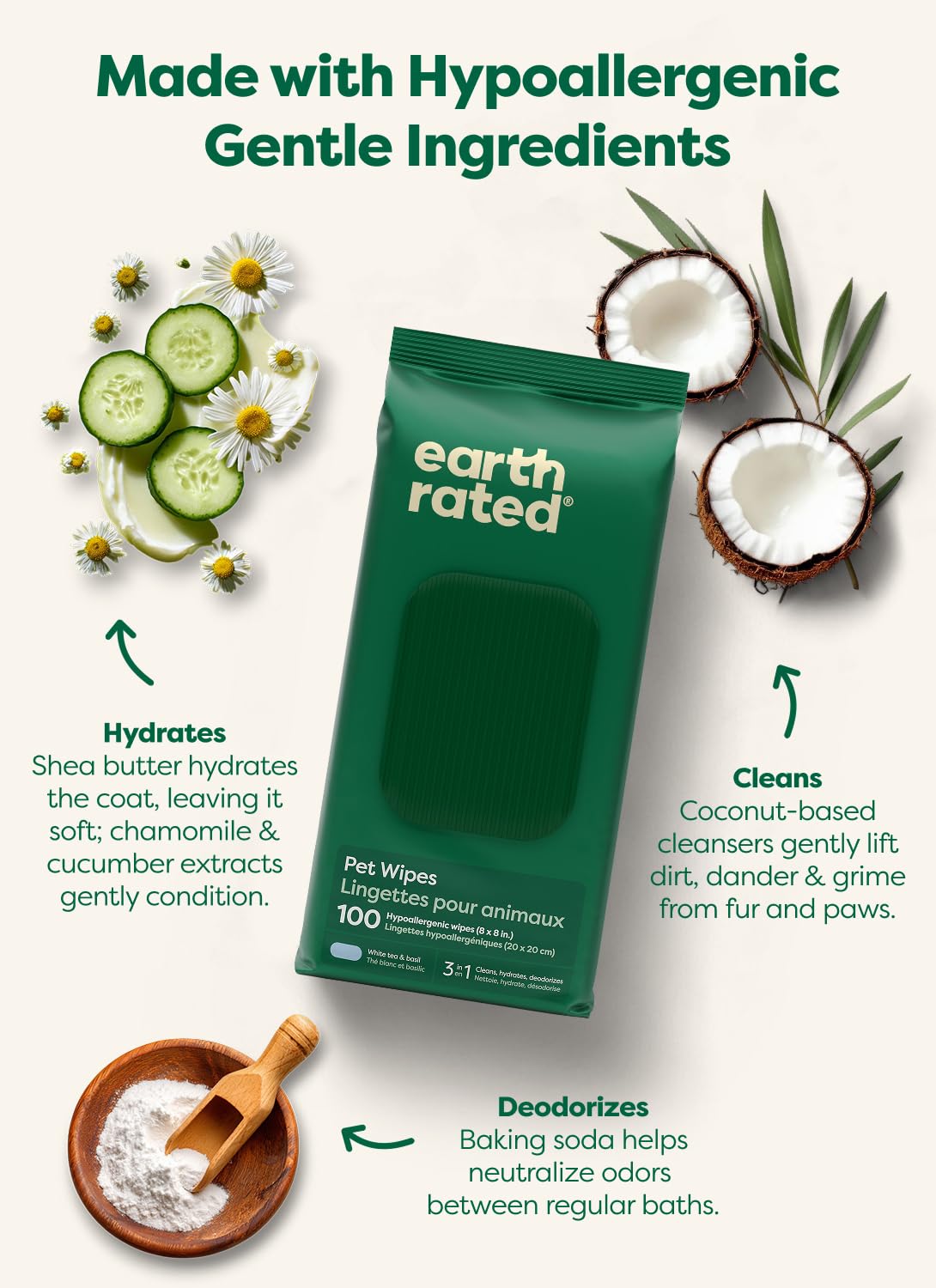 Earth Rated imagen de ingredientes como aloe y manteca de karité para suavidad