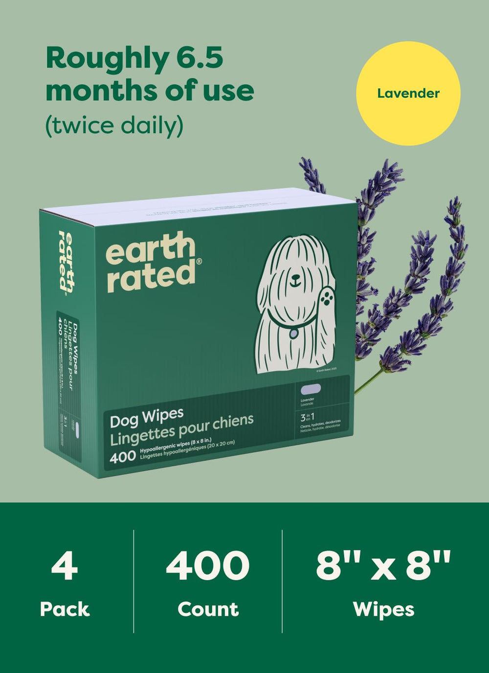 Etiqueta que indica 98% material biobasado en toallitas Earth Rated