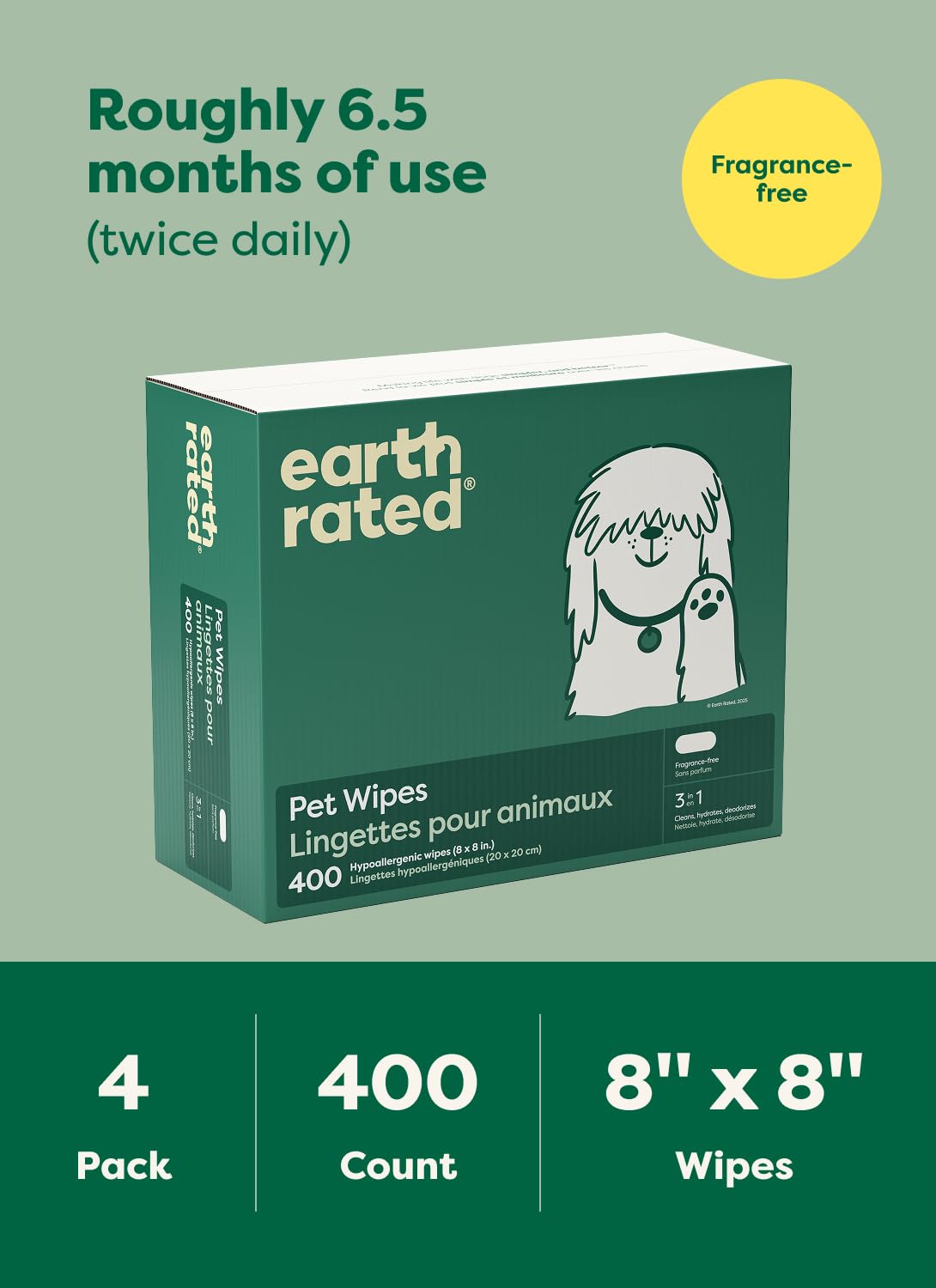 Earth Rated paquete abierto con toallitas accesibles y tapa sellable