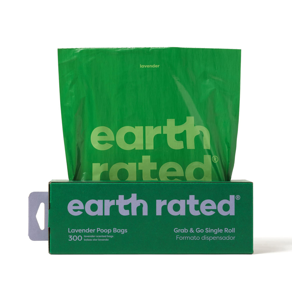 Earth Rated imagen frontal del rollo mostrando 300 bolsas, comodidad