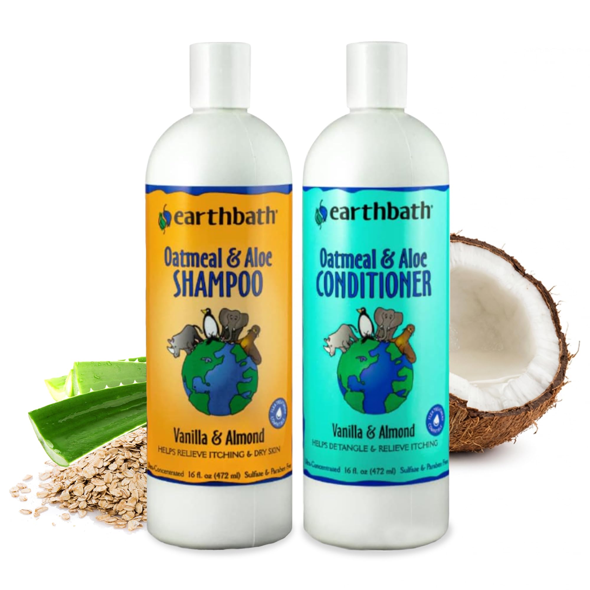 earthbath frasco frontal 473 ml mostrando etiqueta y beneficio calmante