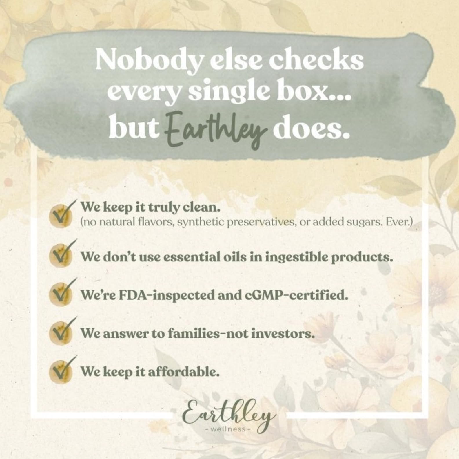 Earthley Wellness cerca de plantas usadas como ingredientes, sugiriendo origen natural