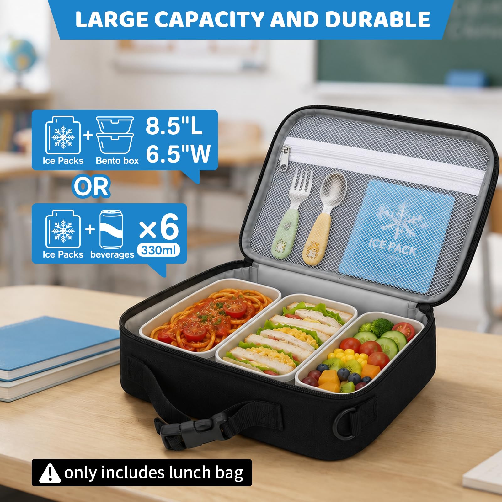 Easozoom lonchera enganchada a mochila para transporte cómodo
