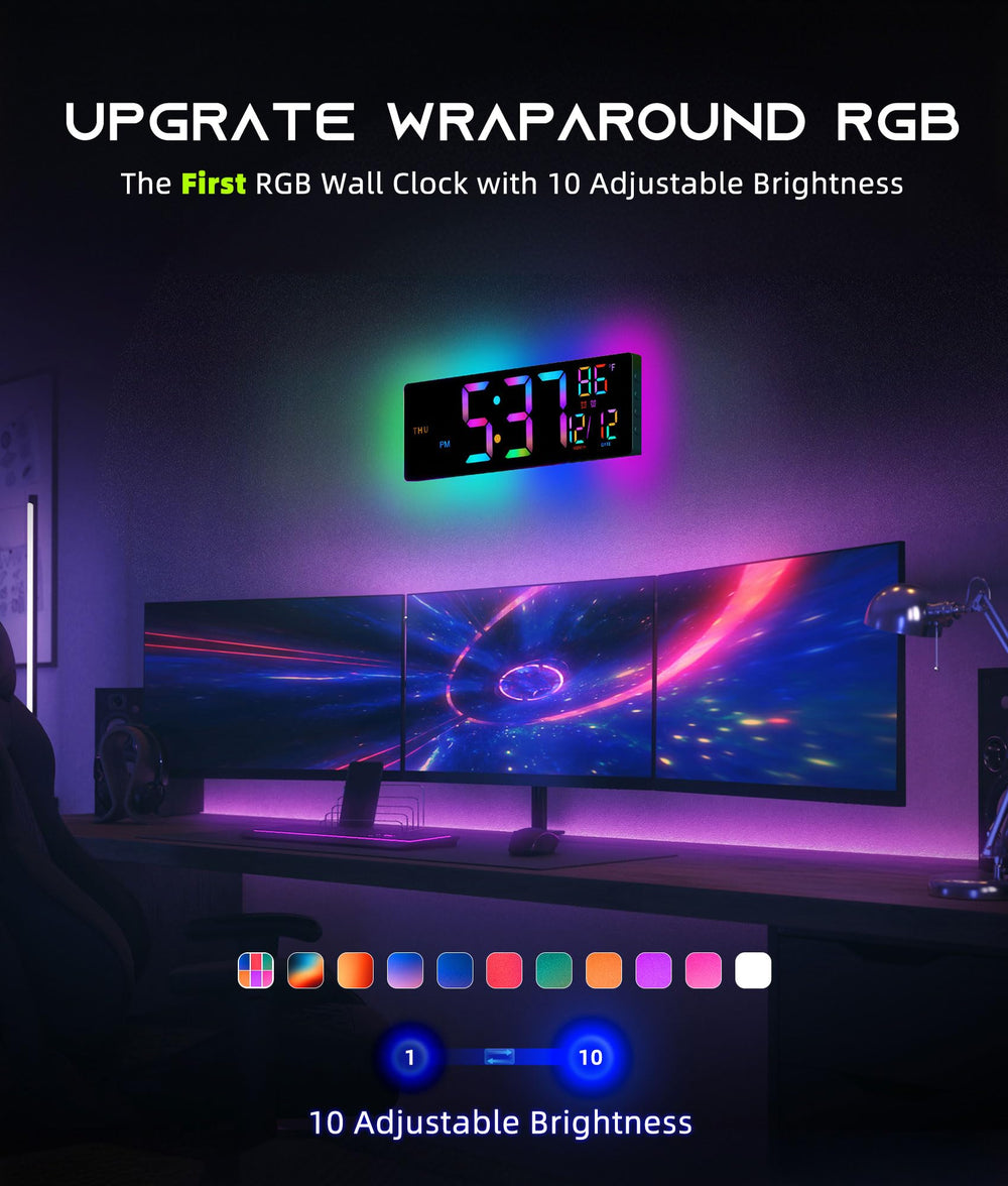 EASYERA reloj iluminado en rojo RGB ideal para salas de gaming y energía visual