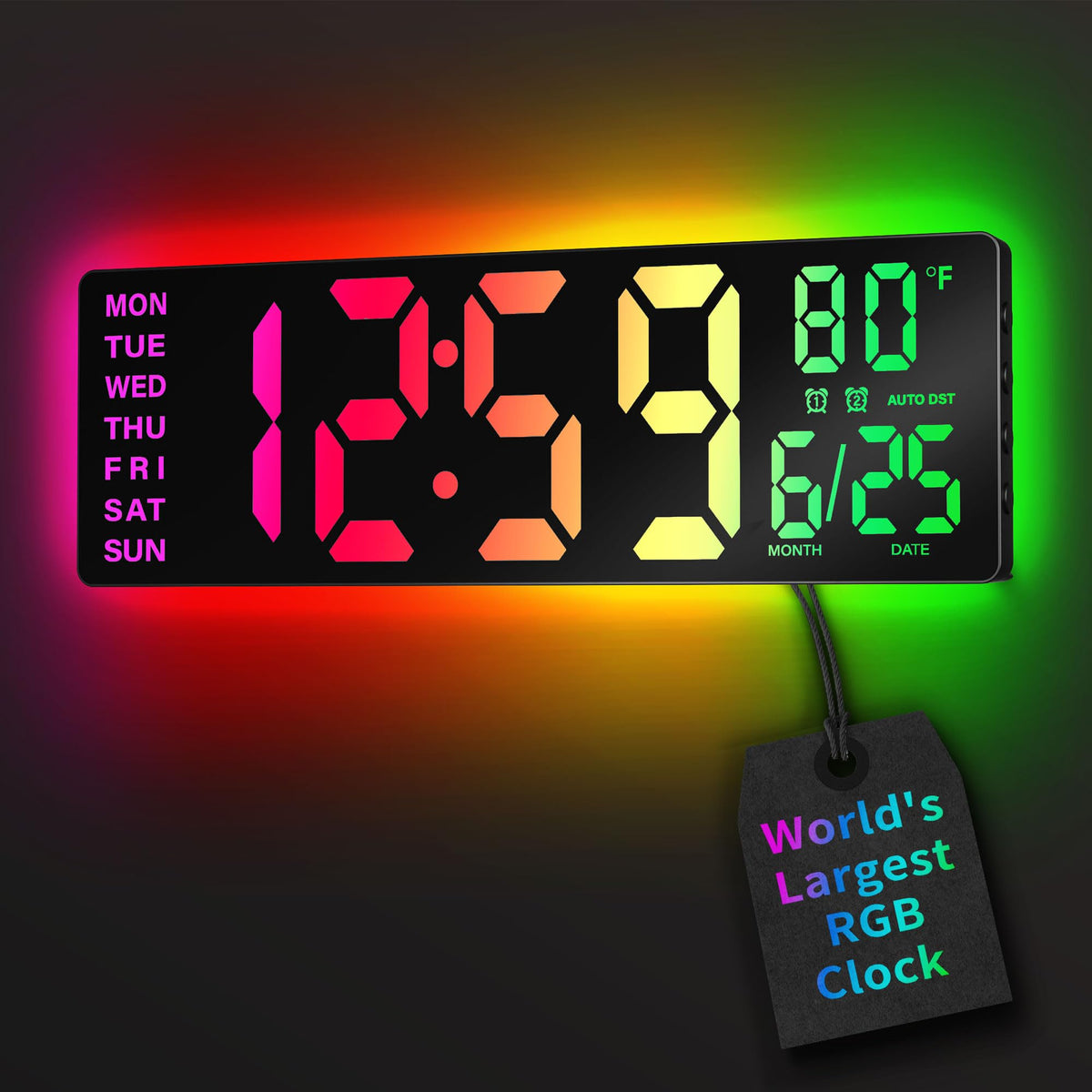 EASYERA vista frontal del reloj grande con pantalla clara y fácil lectura