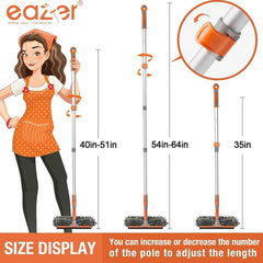 eazer poste telescópico extendido a 64 pulgadas demostrando alcance