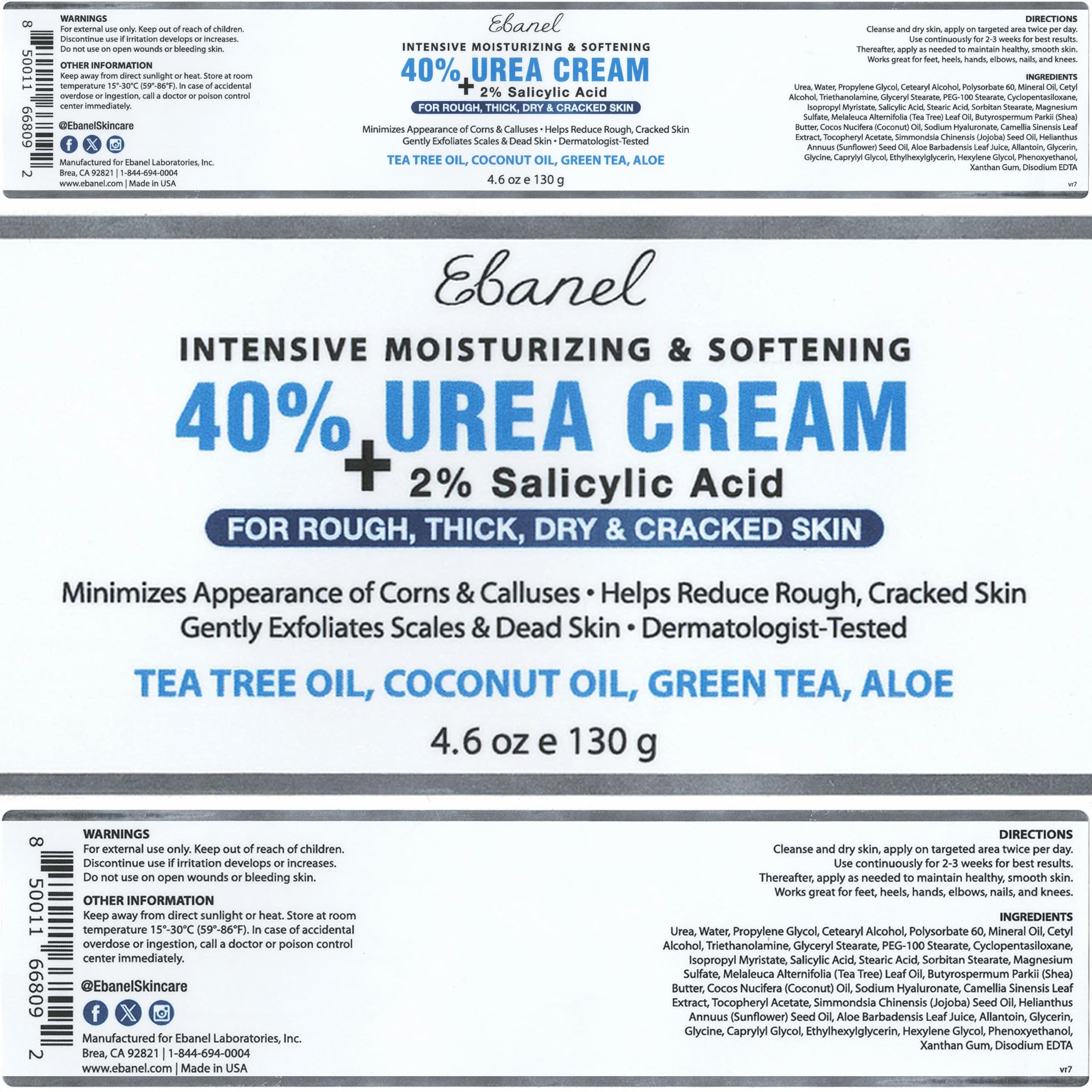 Detalle de crema Ebanel siendo absorbida por piel seca