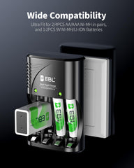 EBL ocho pilas AAA 800mAh alineadas listos para dispositivos domésticos