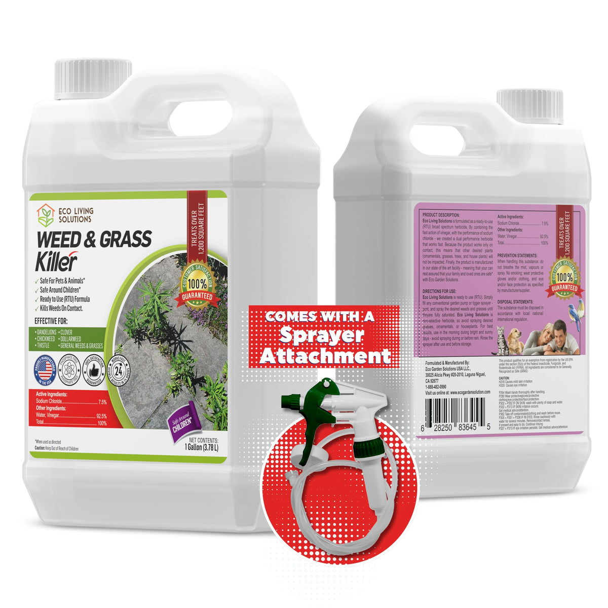 ECO GARDEN PRO botella frontal listo para usar mostrando aplicador y beneficio control rápido