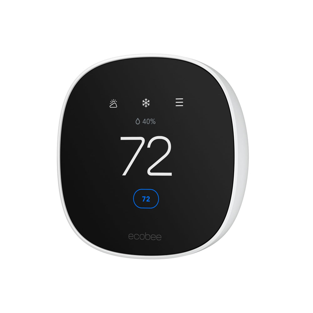 ecobee termostato frontal mostrando la pantalla táctil y control claro