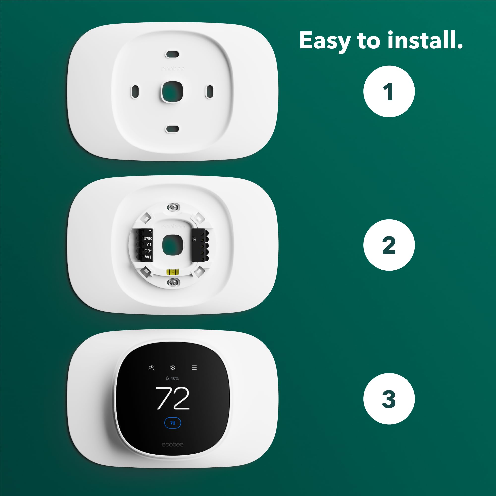 ecobee trim plate detalle de borde redondeado para instalación nivelada