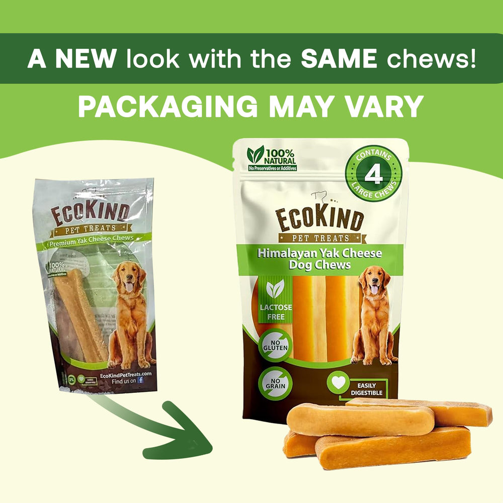 EcoKind Pet Treats presentación de cuatro unidades lista para almacenaje y uso
