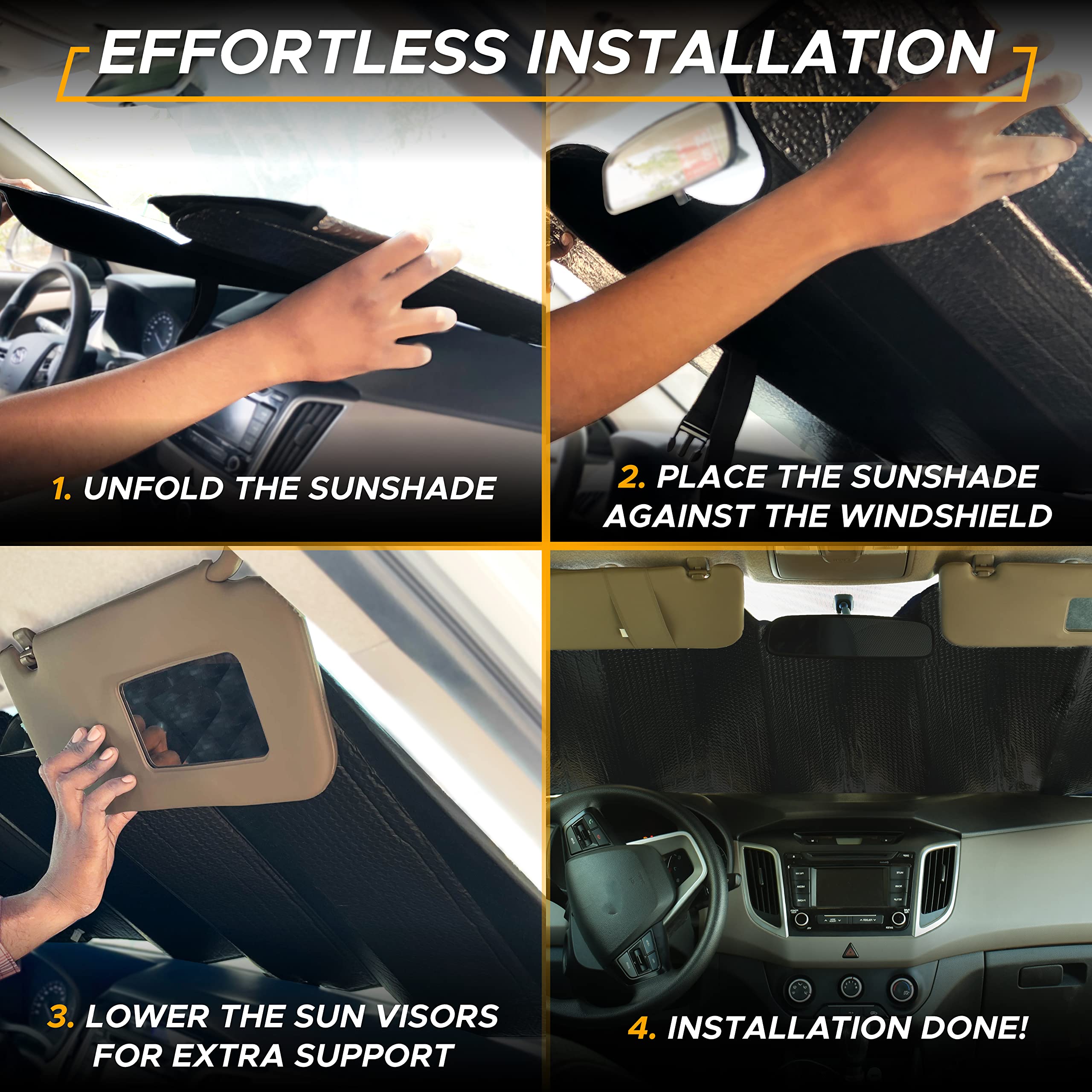 EcoNour comparación de tamaño frente a un volante, cobertura amplia