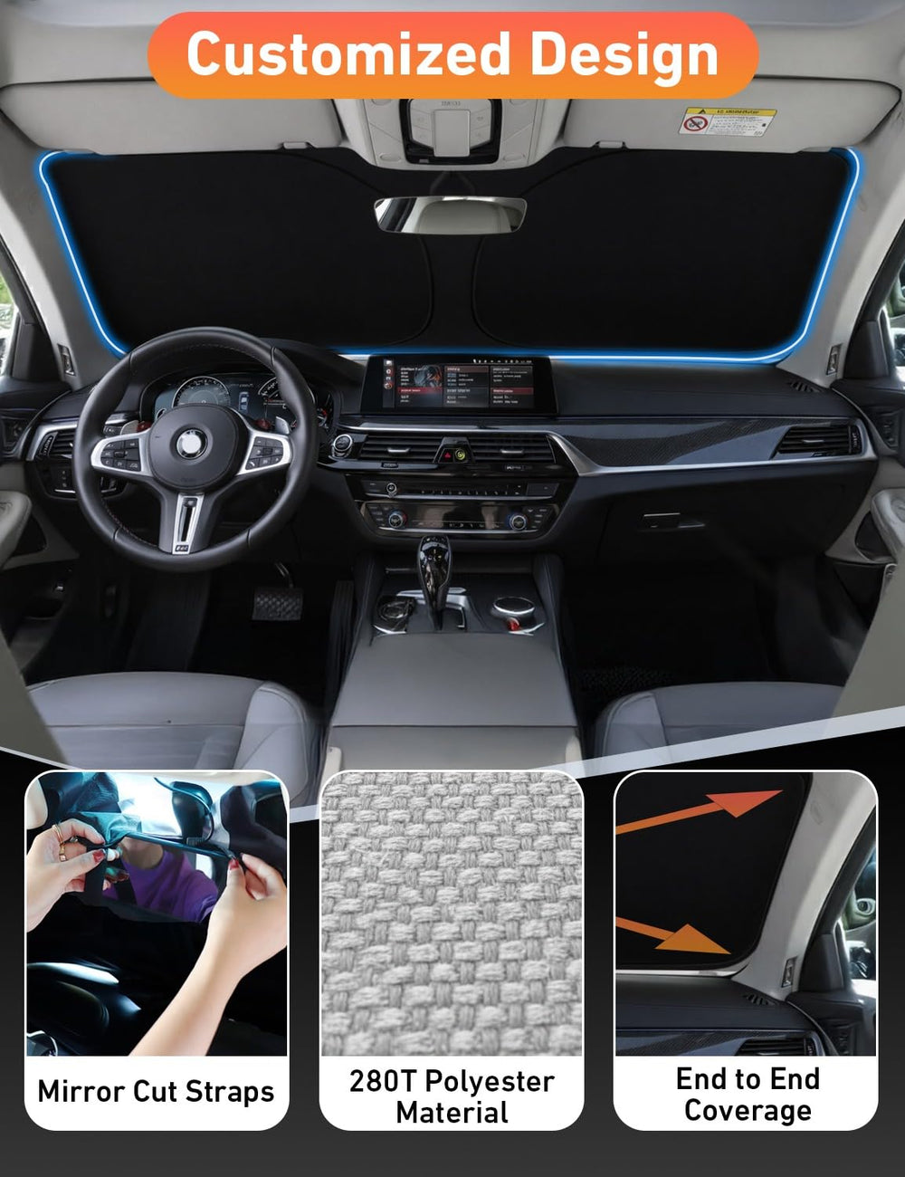 EcoNour installed inside a Jeep Grand Cherokee reducing cabin heat while parked