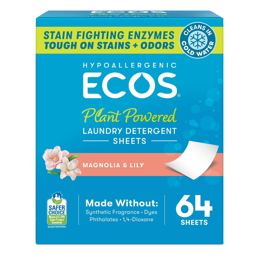 ECOS paquete frontal Magnolia & Lily mostrando ahorro y sin plástico