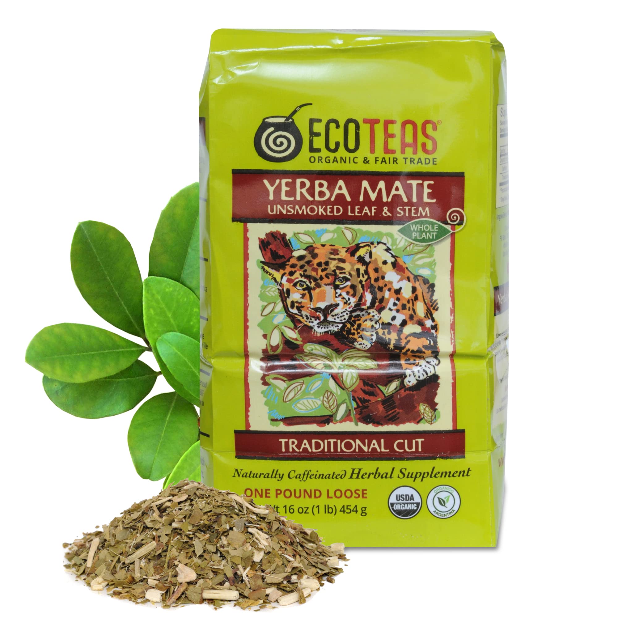 ECOTEAS bolsa frontal mostrando empaque orgánico y beneficio de autenticidad