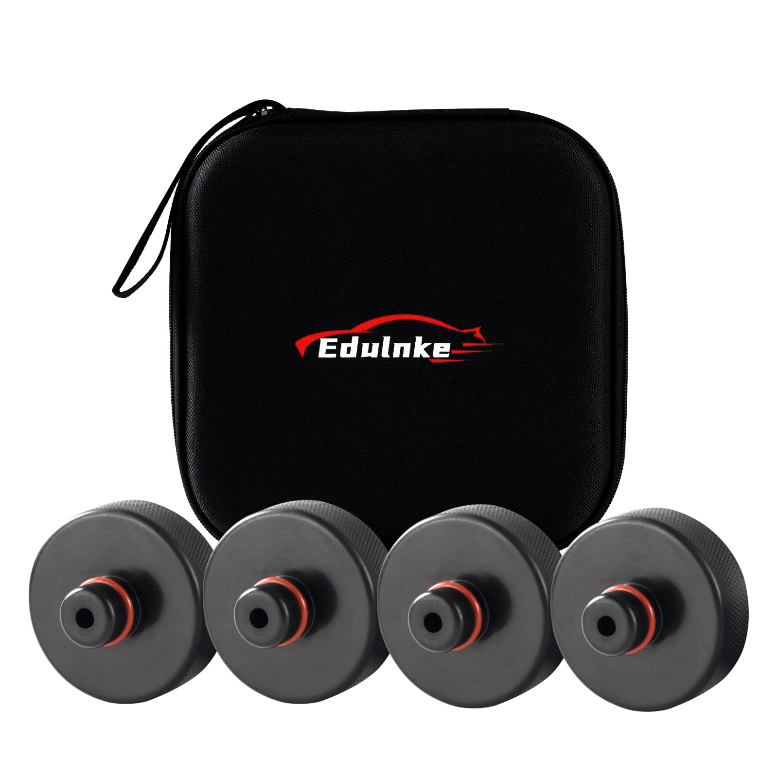 Edulnke frontal empaque mostrando kit de 4 pucks y bolsa para transportar