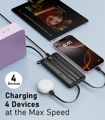 EEIVOL detalle de los cables integrados para cargar iPhone Android y micro