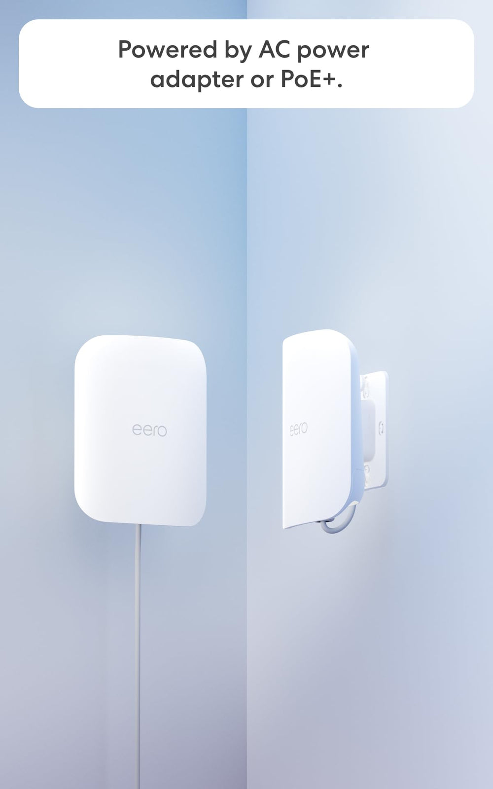 eero Outdoor 7 con adaptador PoE+ incluido para alimentación flexible