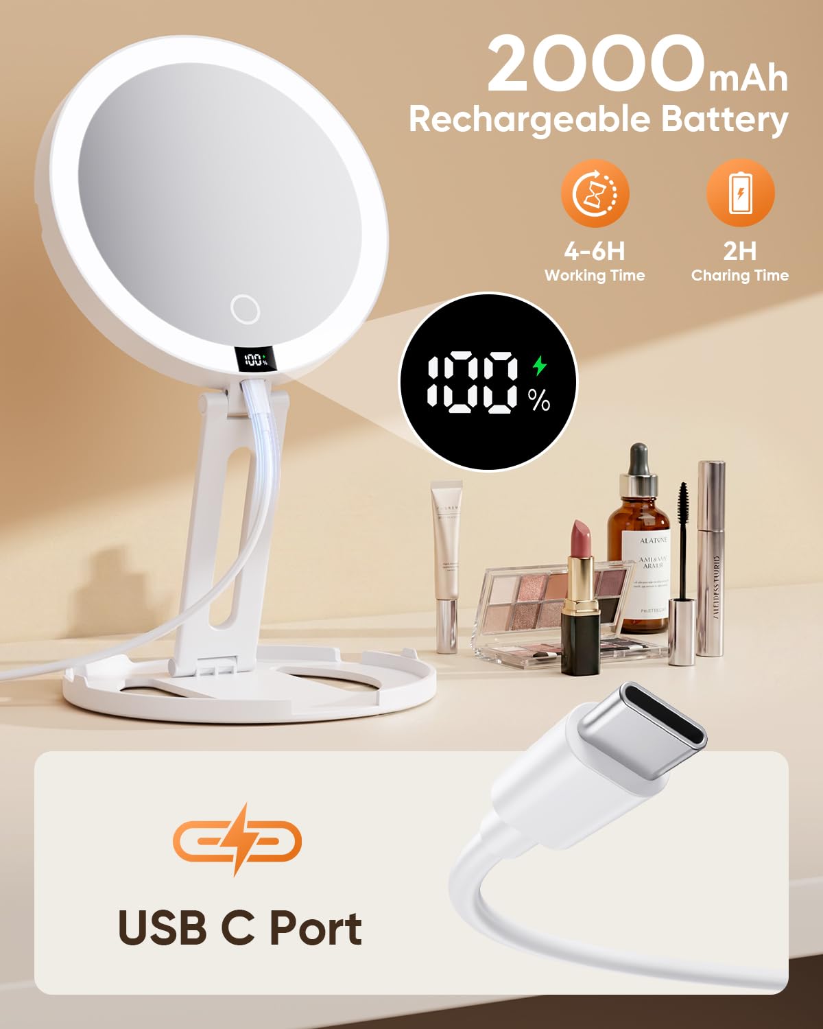 eeuuty puerto Type-C y batería 2000mAh para recarga cómoda