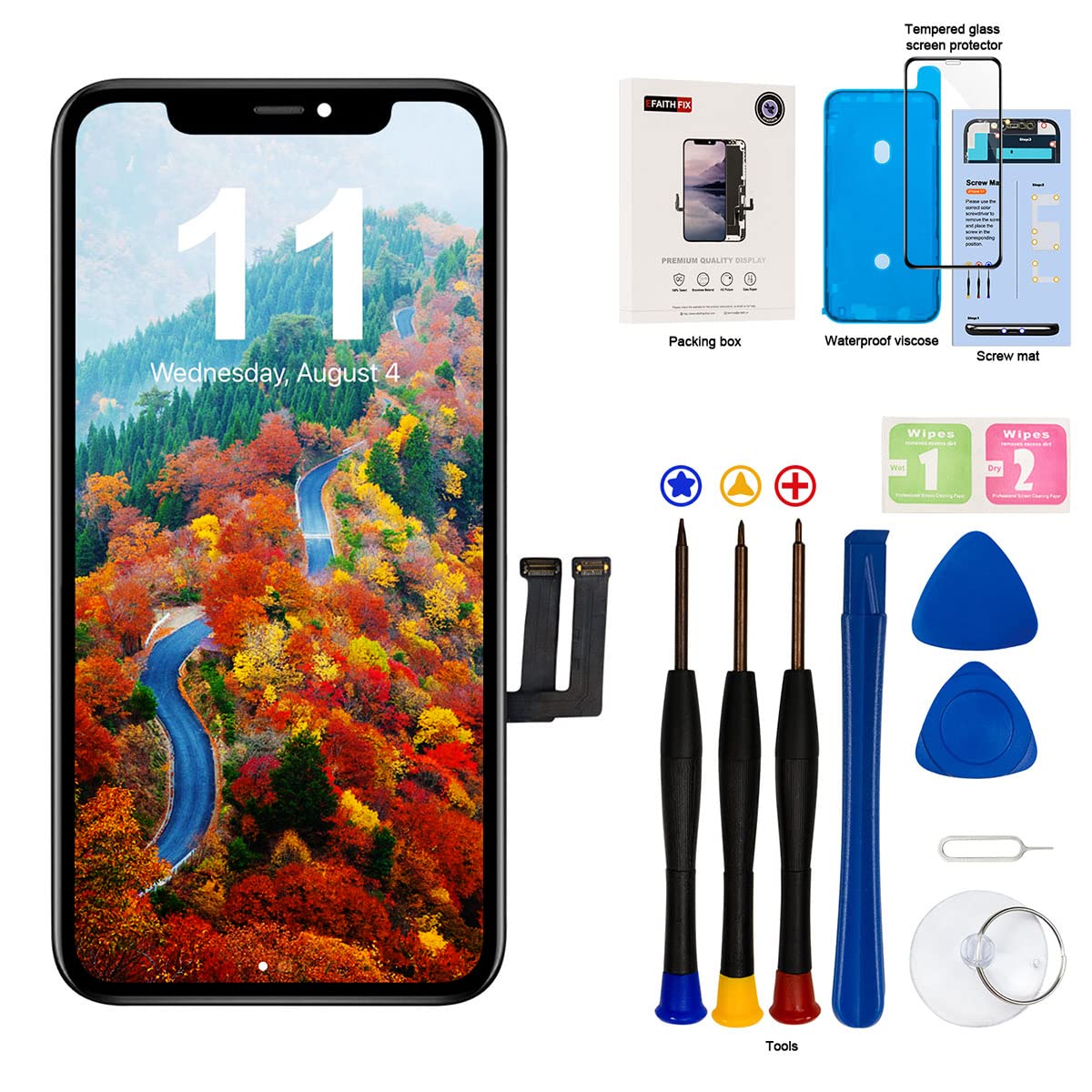 EFAITHFIX pantalla frontal iPhone 11 con colores vivos y alta nitidez