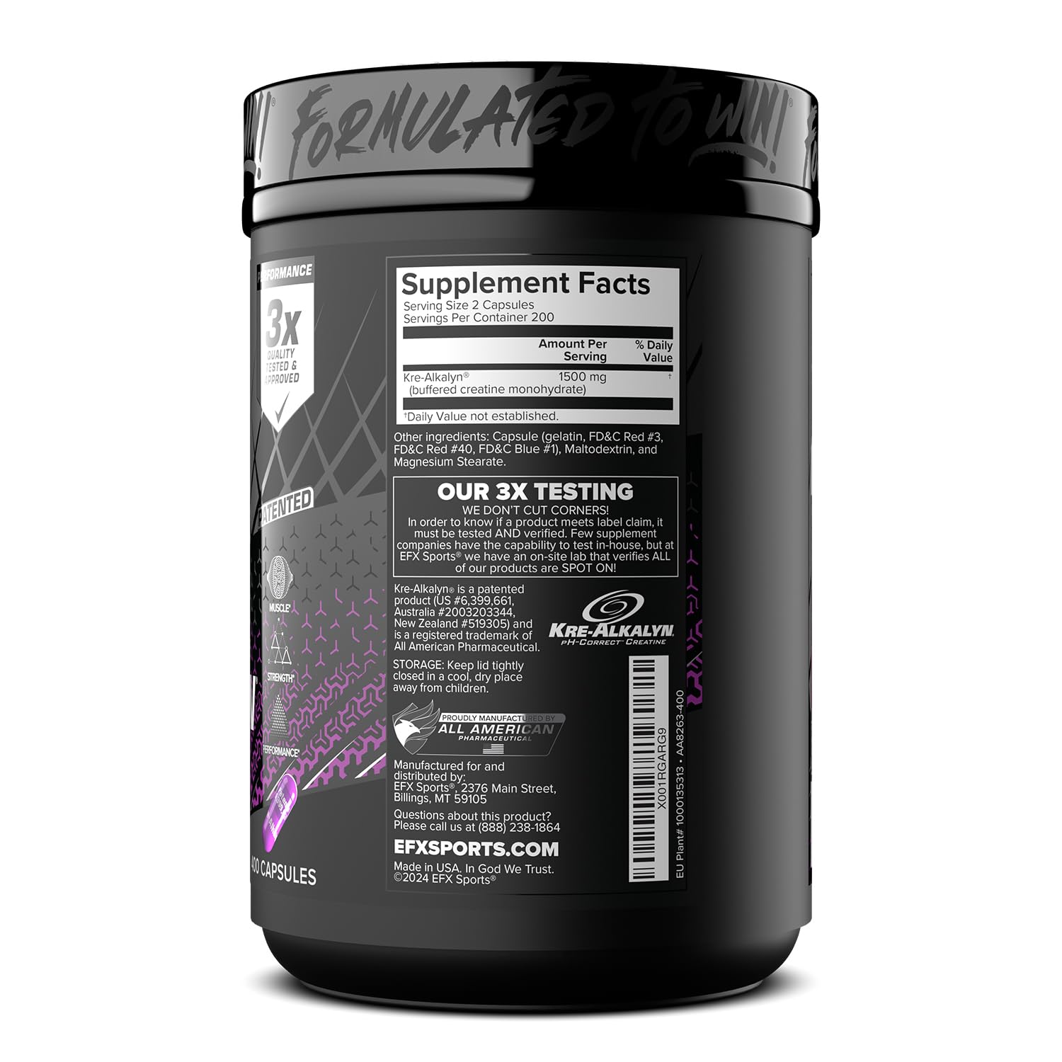 EFX Sports deportista cargando barra con Kre-Alkalyn EFX como suplemento práctico