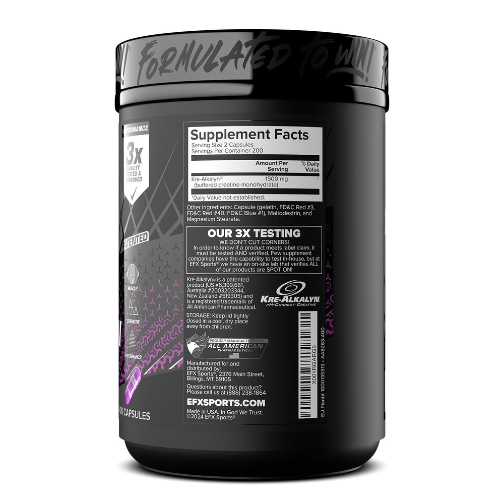 EFX Sports deportista cargando barra con Kre-Alkalyn EFX como suplemento práctico