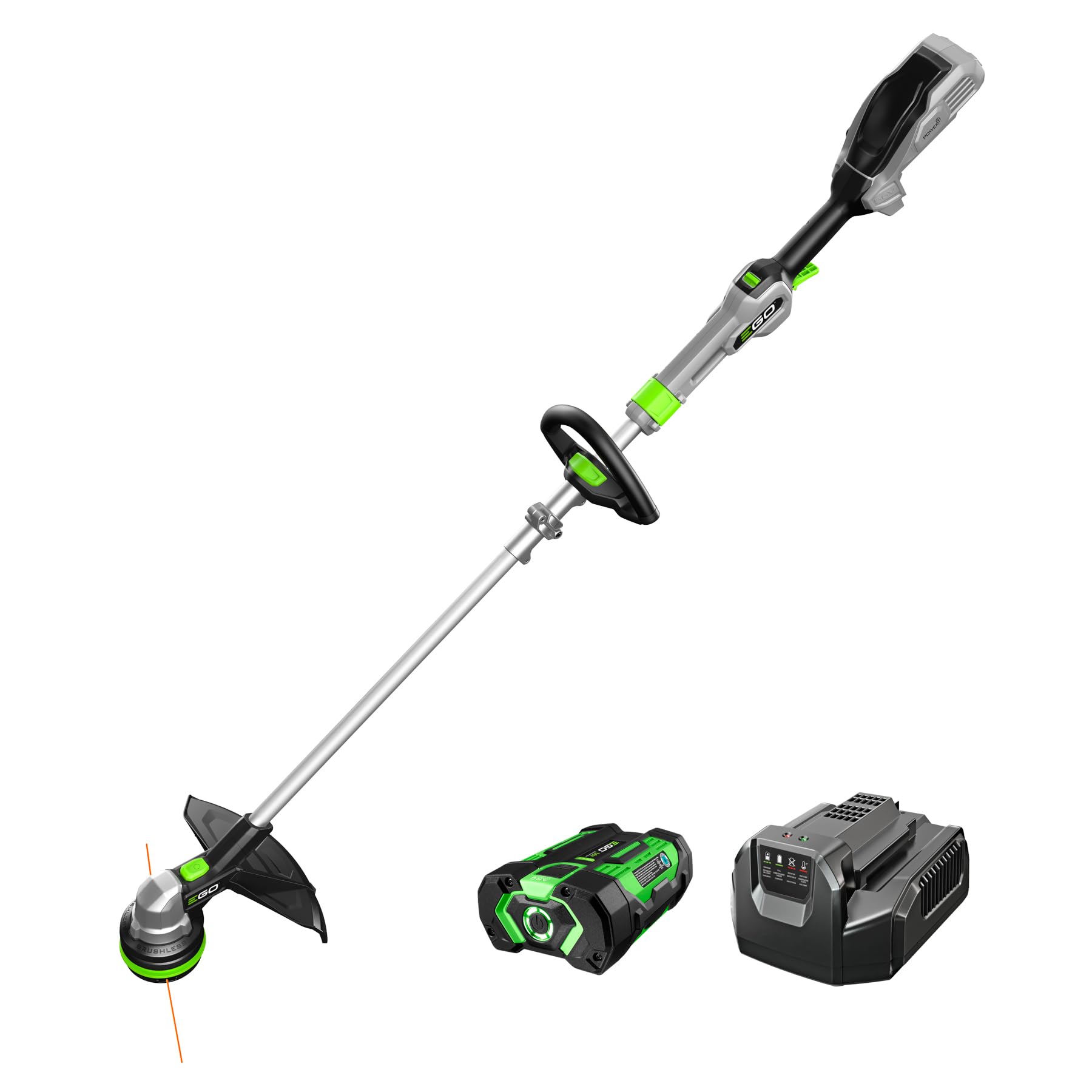EGO Power+ ST1511T front view showing ergonomic handle and head for easy control