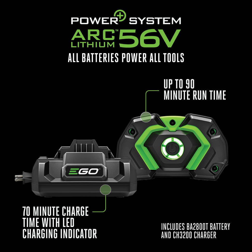 EGO Power+ LB7654 charger and battery display showing fast recharge convenience