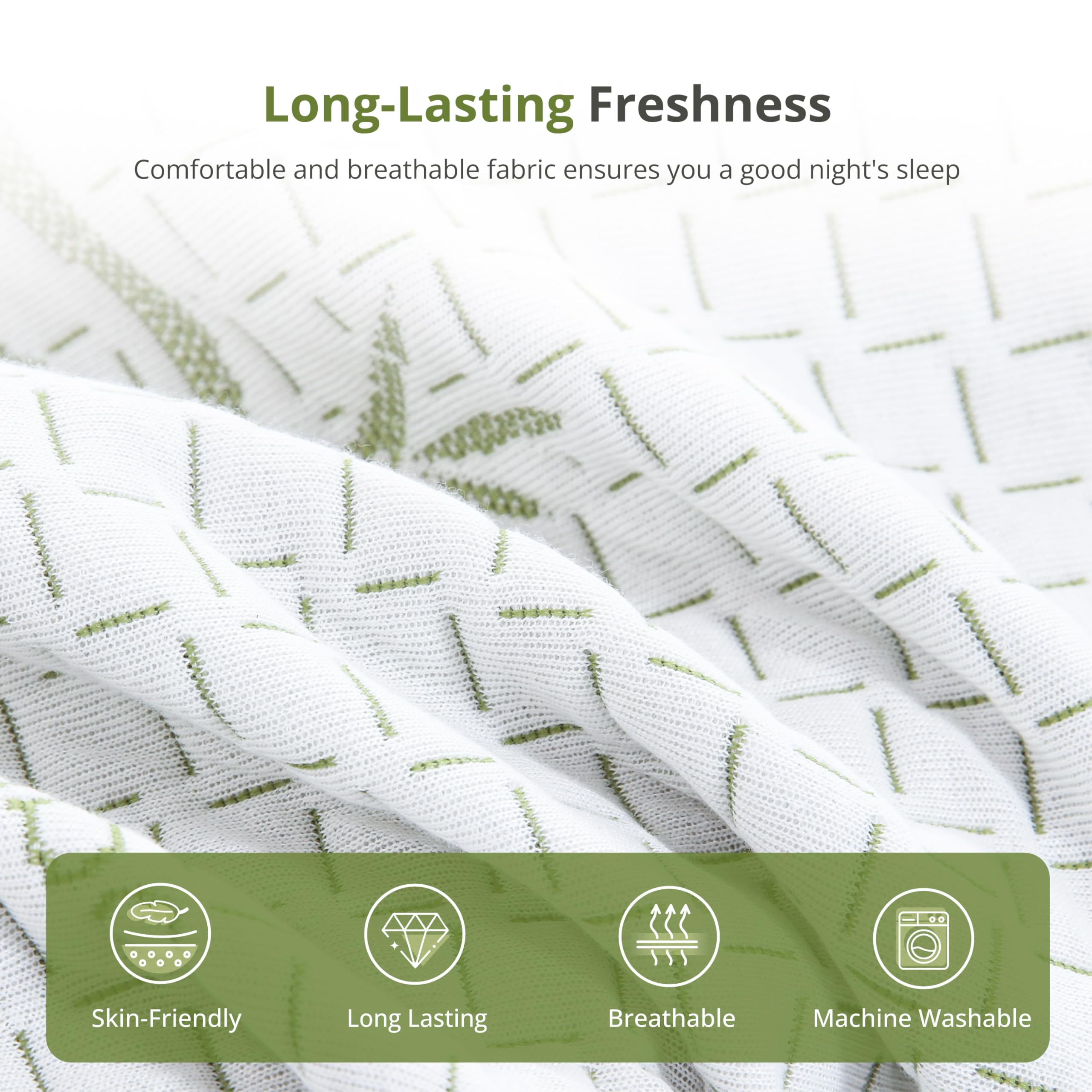 EGOHOME primer plano textura de la capa AeroFusion con gel de té verde para regulación de temperatura