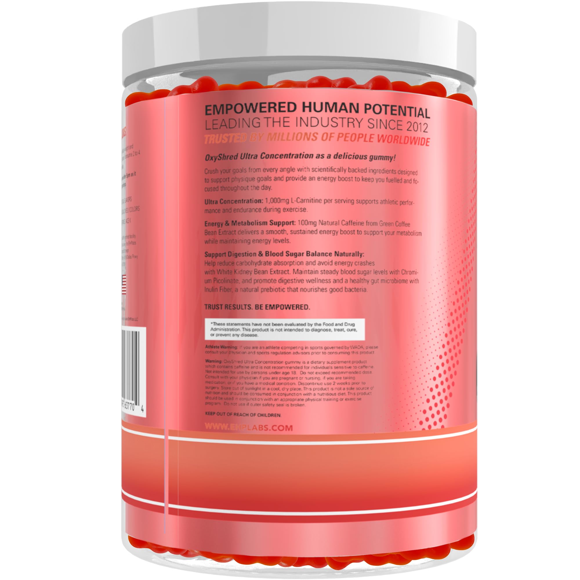 EHP Labs OxyShred gomitas en ambiente fitness que transmite conveniencia diaria