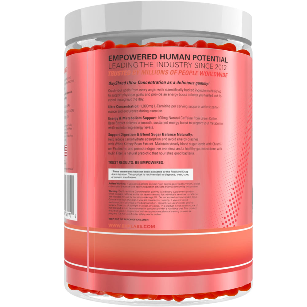 EHP Labs OxyShred gomitas en ambiente fitness que transmite conveniencia diaria