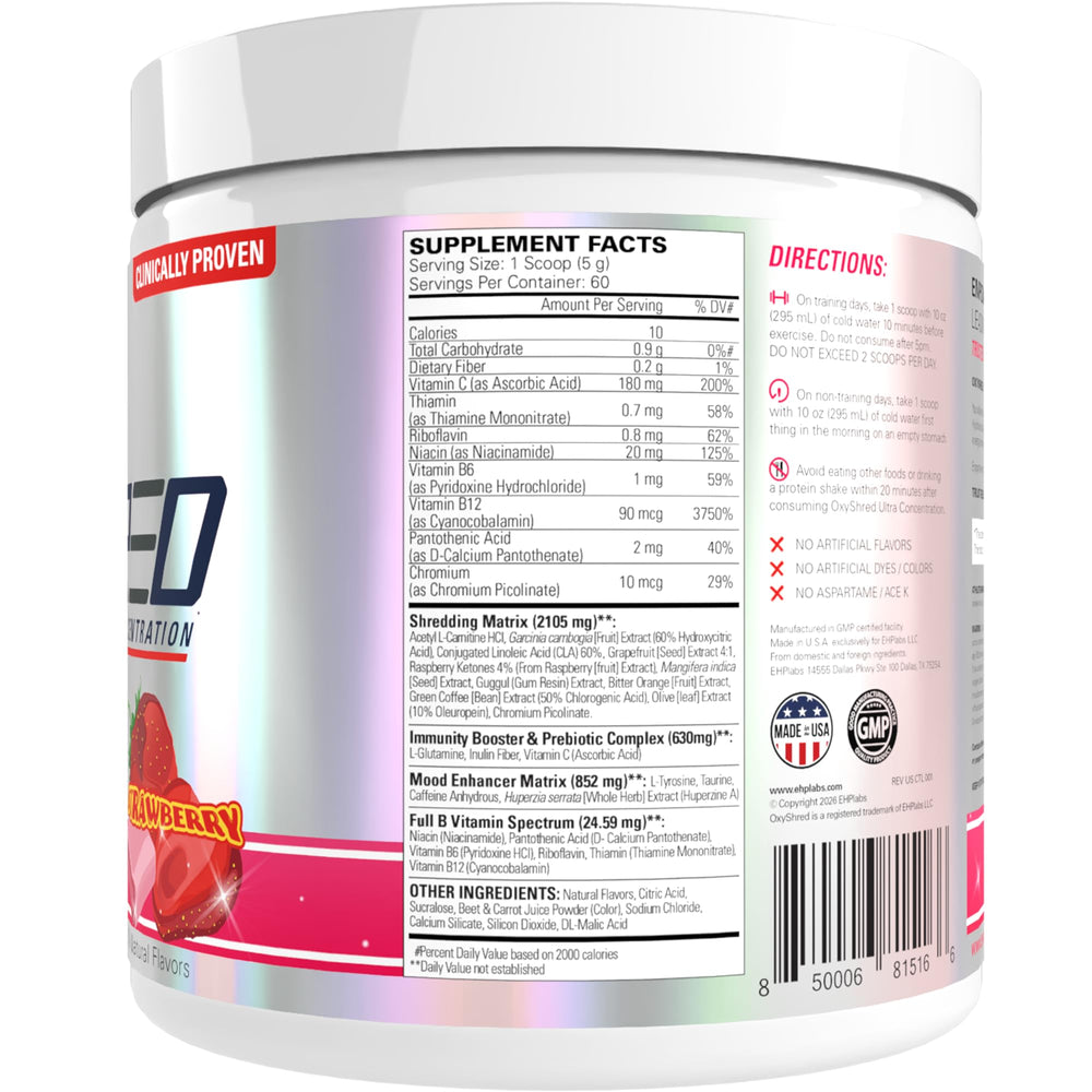 EHP Labs deportista hombre con OxyShred tomando pre-entreno antes de levantar