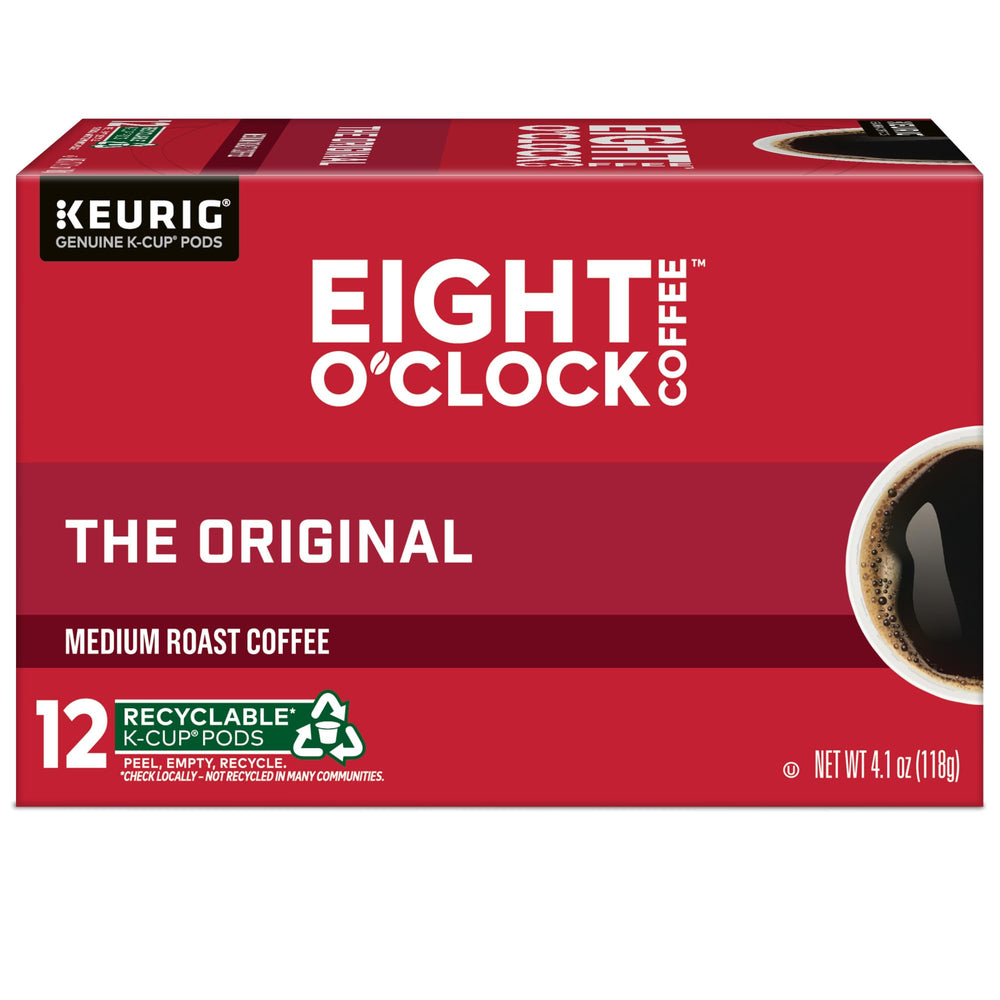 Eight O'Clock Coffee escena de cocina con cápsulas y desayuno práctico