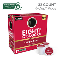 Eight O'Clock Coffee primer plano de cápsula K-Cup mostrando cierre hermético