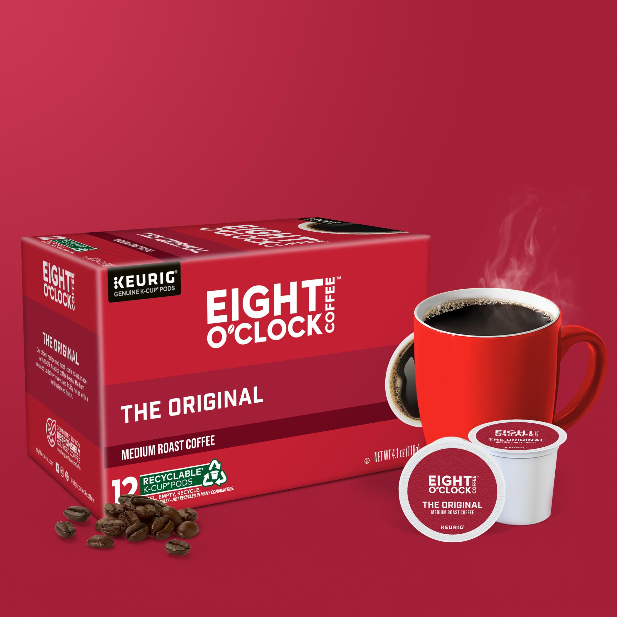 Eight O'Clock Coffee etiqueta kosher y datos del producto visibles y claros