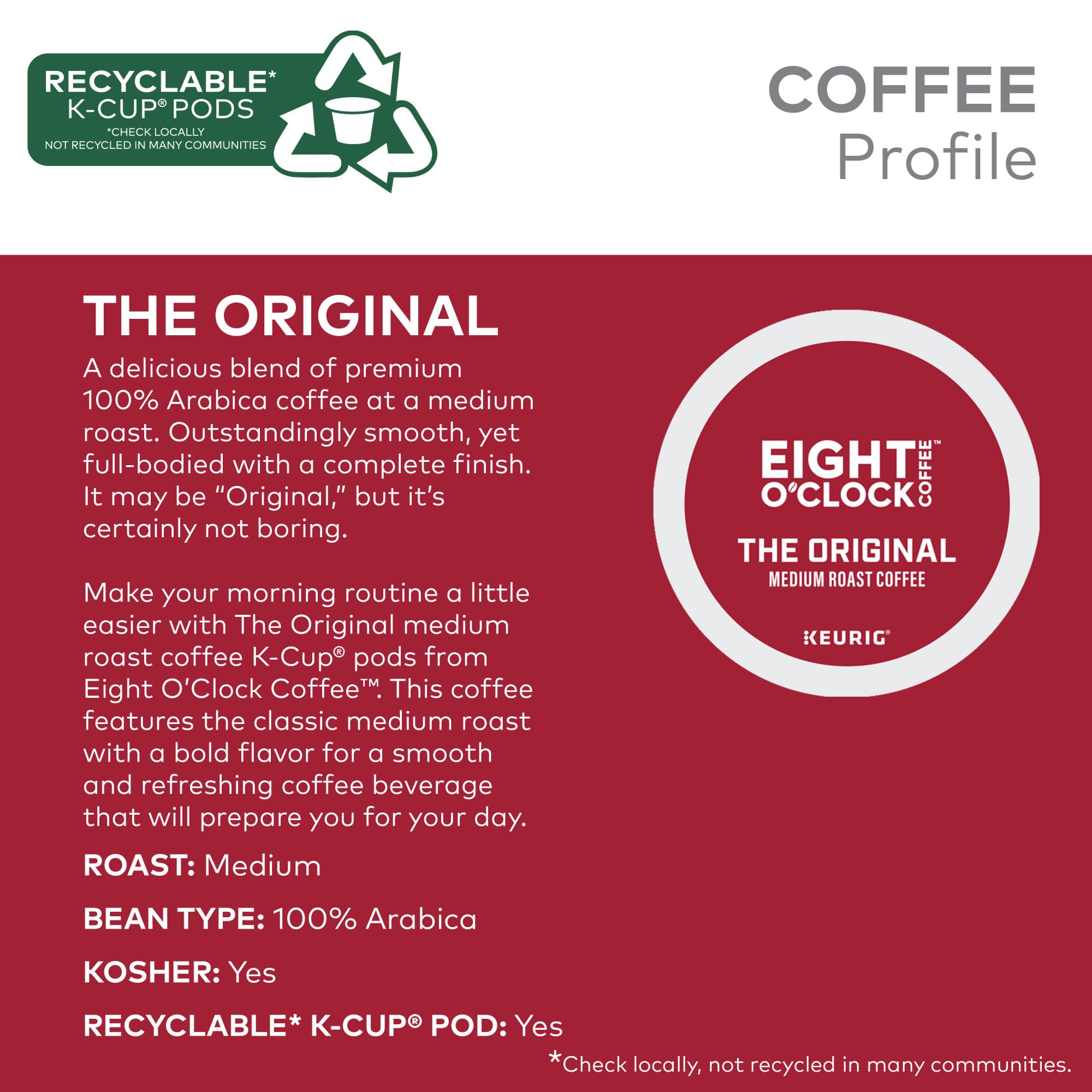Eight O'Clock Coffee vista del café molido dentro de cápsula, aroma consistente