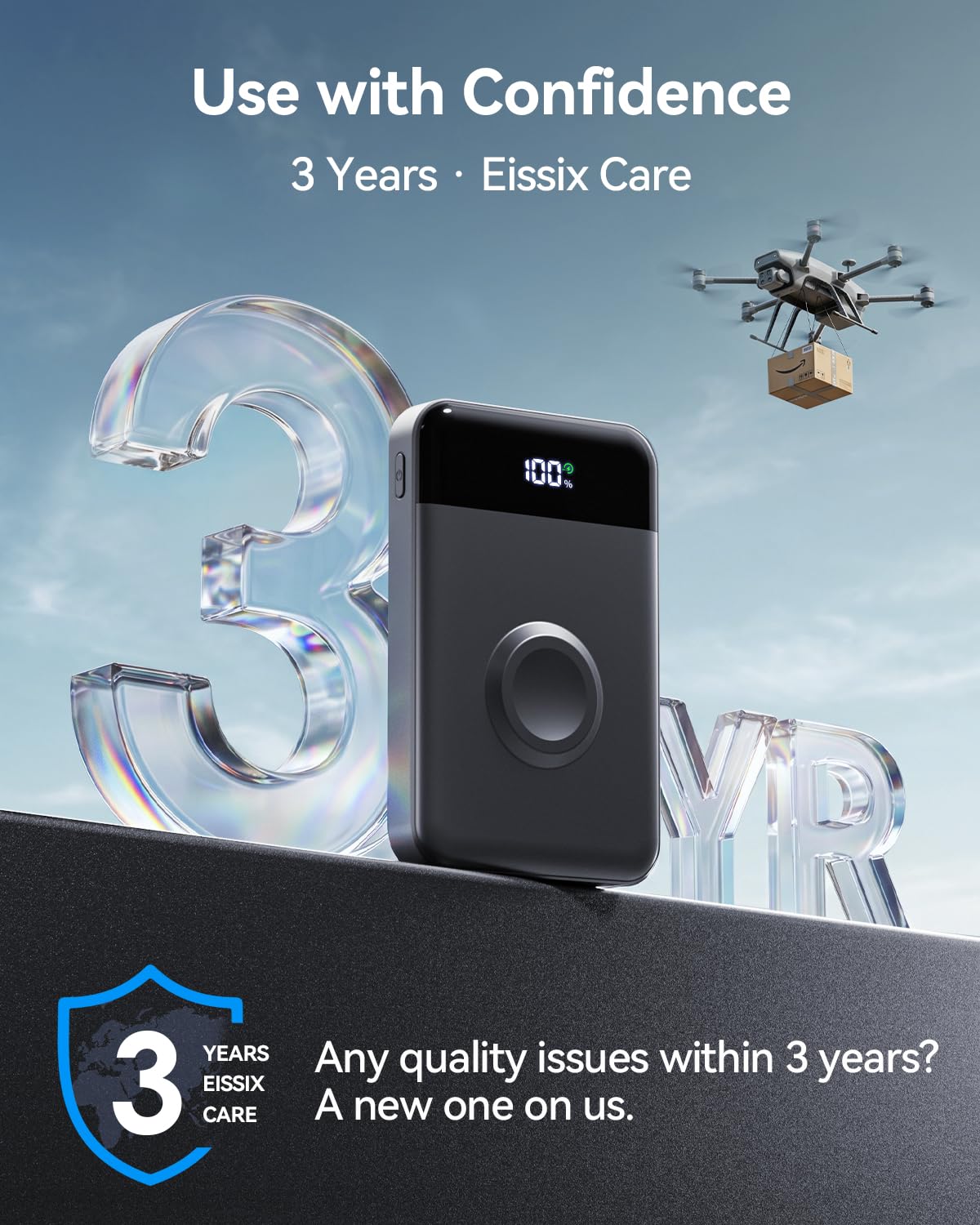 Eissix USB-C port detail showing fast-charging connectivity advantage