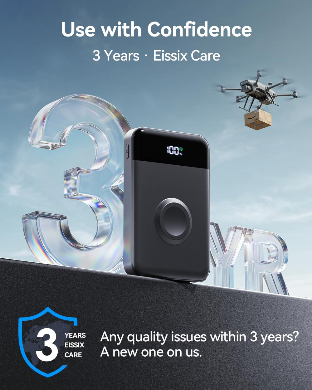 Eissix USB-C port detail showing fast-charging connectivity advantage