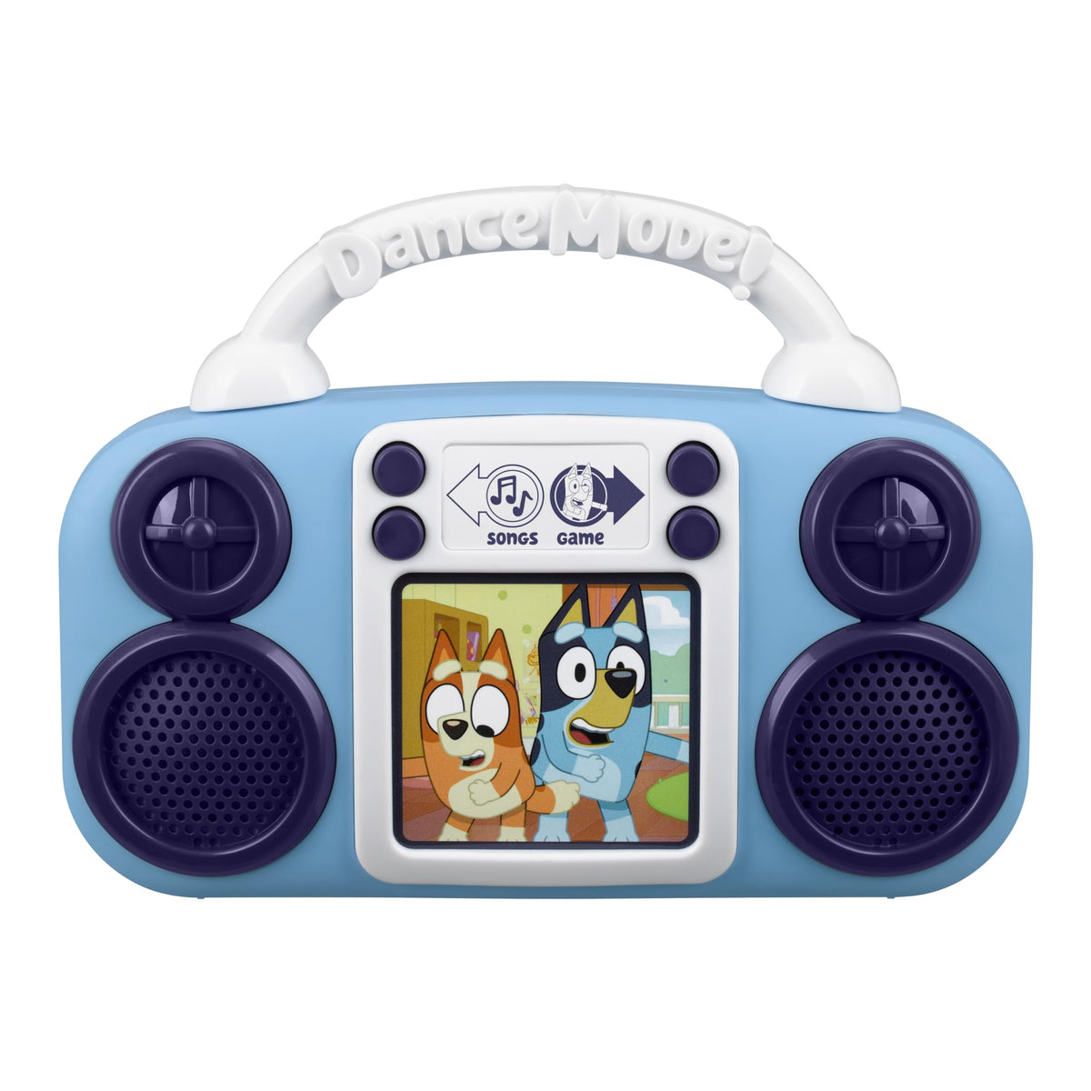 eKids Bluey vista frontal mostrando botones y diseño amigable