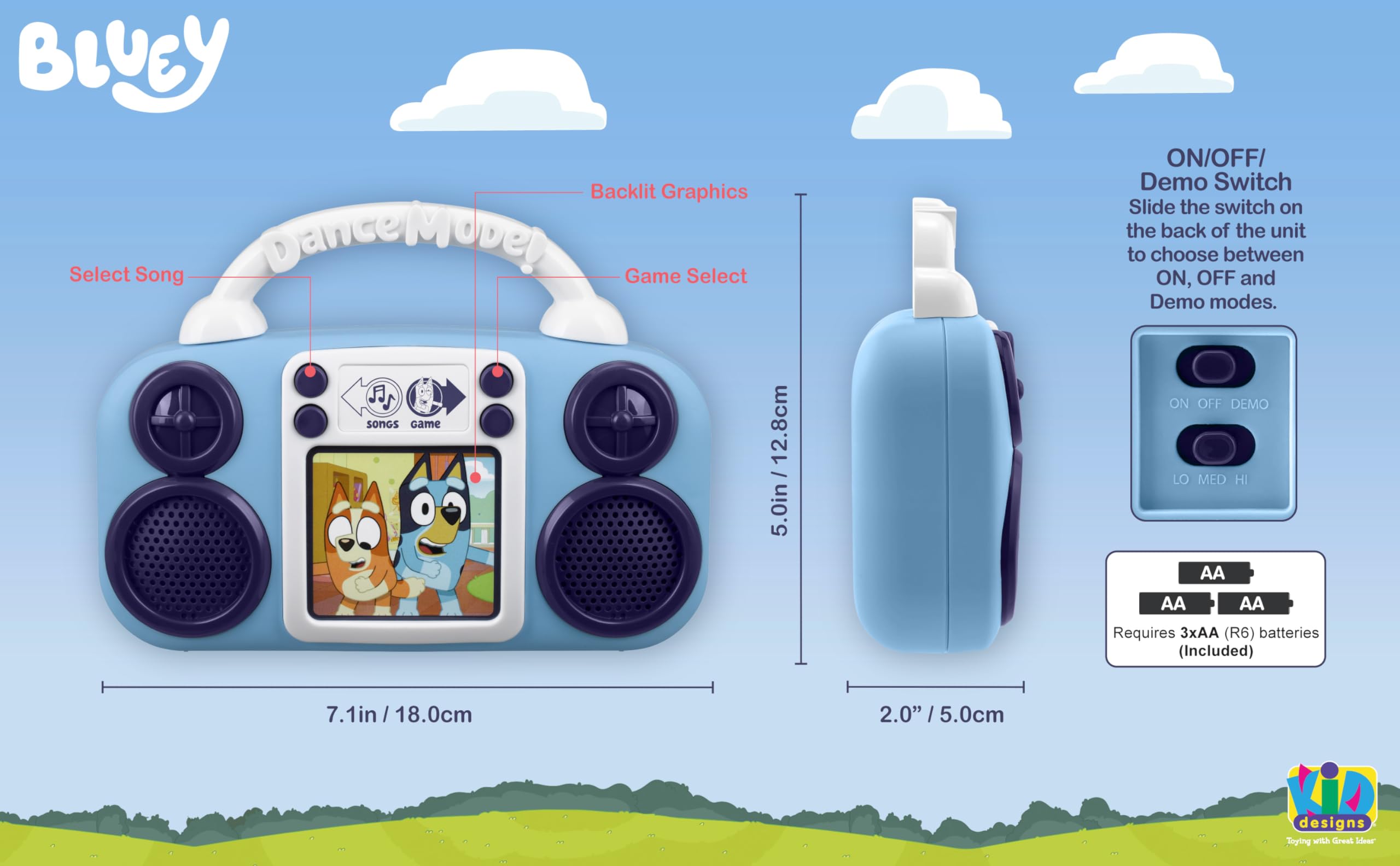 eKids Bluey reproduciendo canciones integradas para cantar