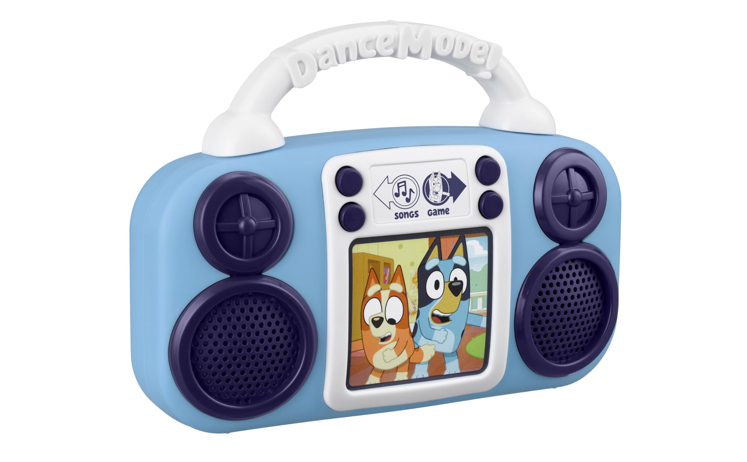 eKids Bluey junto a una regla para mostrar tamaño real