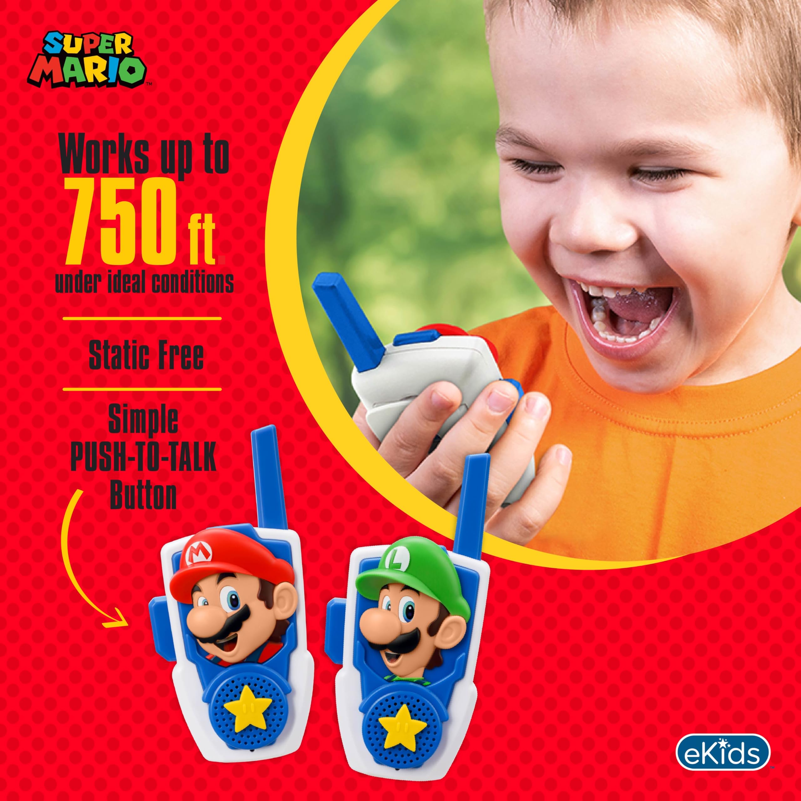 eKids botón PTT en primer plano fácil de usar para manos pequeñas